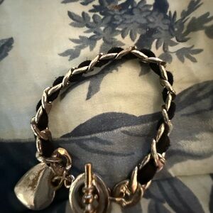 Silver and Black Braided Women's Bracelet